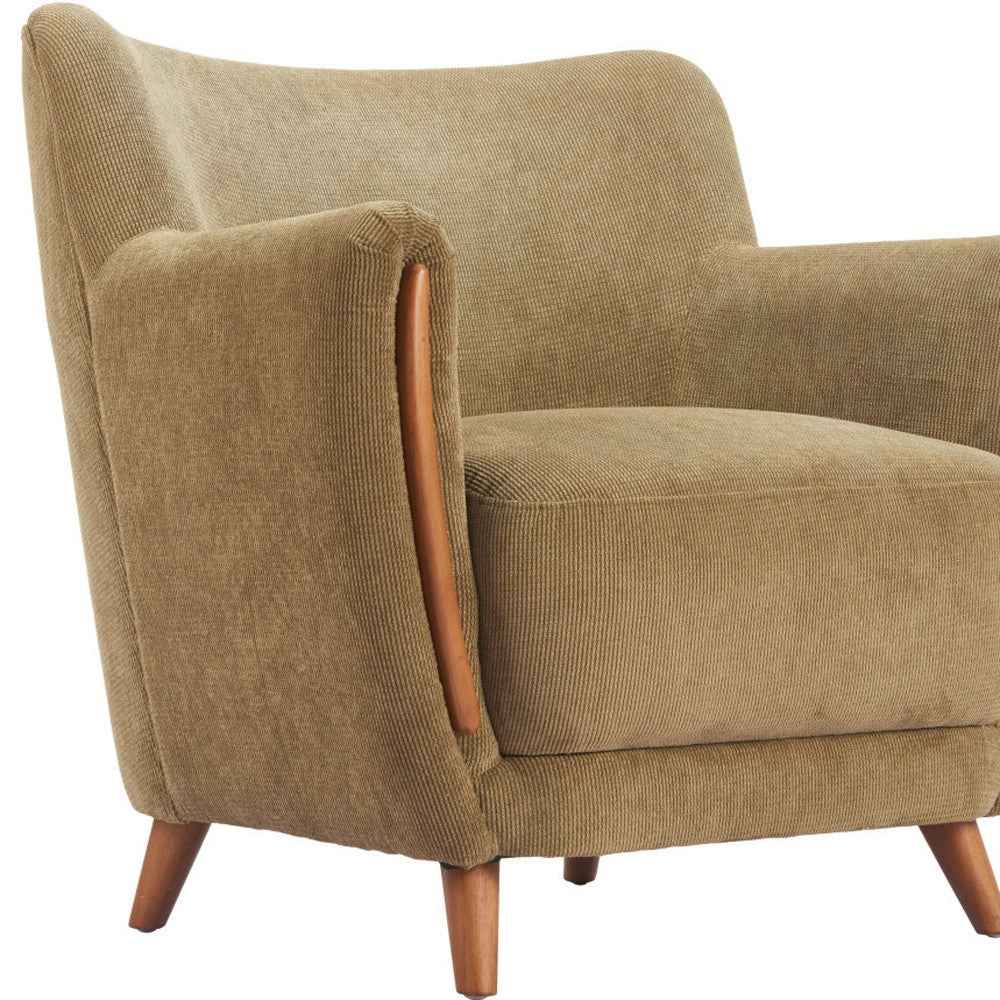 34" Green and Brown Upholstered Arm Chair