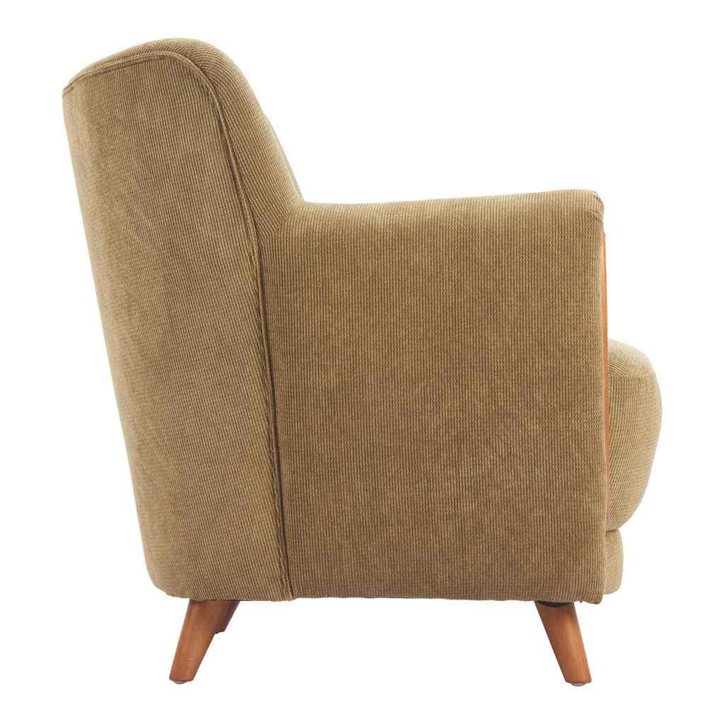 34" Green and Brown Upholstered Arm Chair