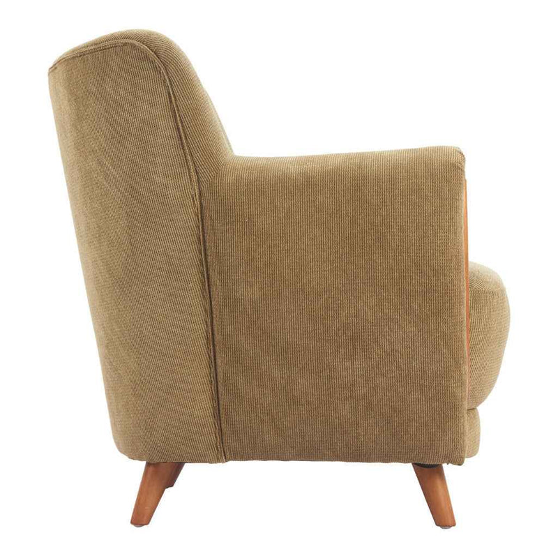 34" Green and Brown Upholstered Arm Chair