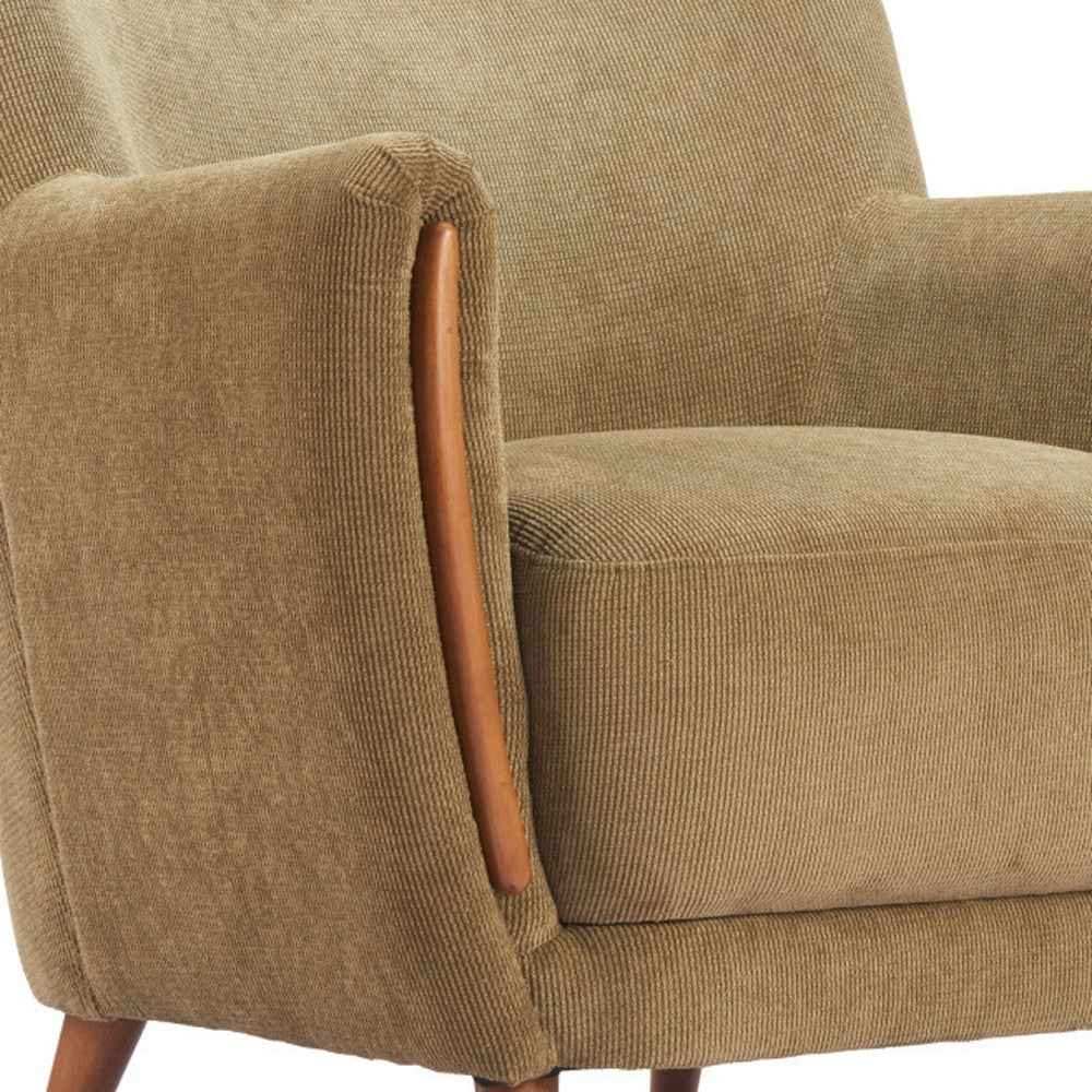 34" Green and Brown Upholstered Arm Chair