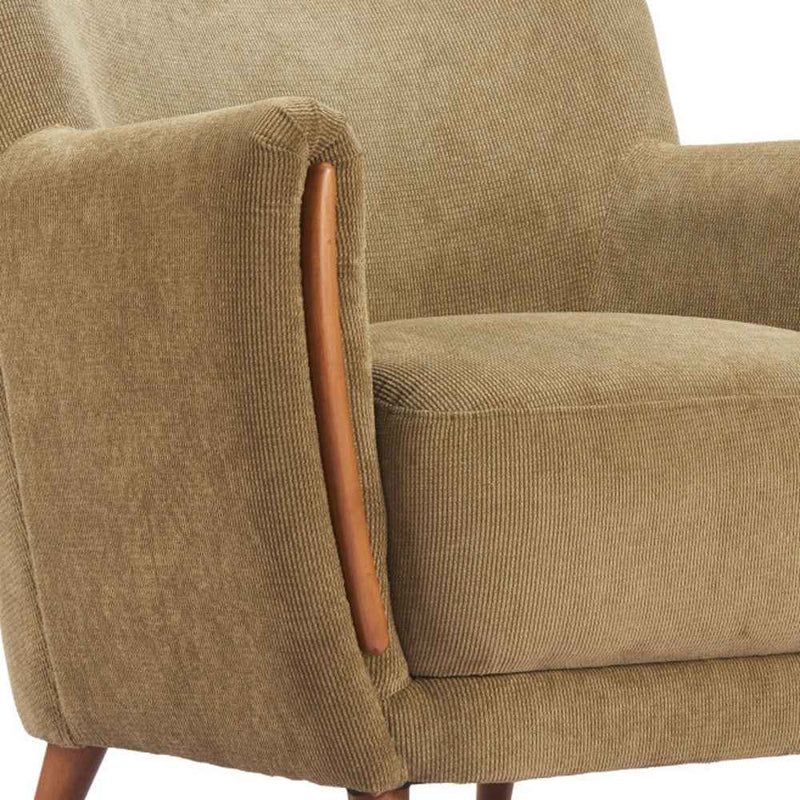 34" Green and Brown Upholstered Arm Chair