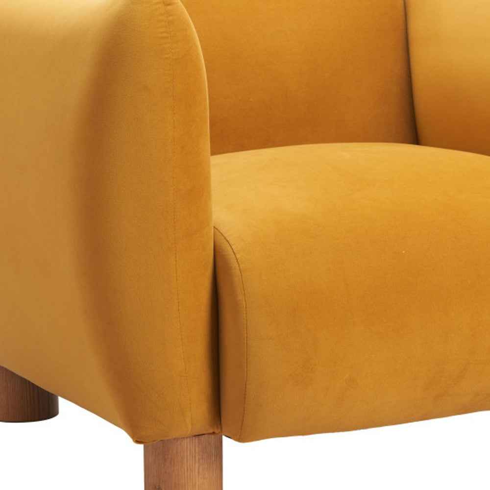 36" Mustard and Yellow Upholstered Arm Chair