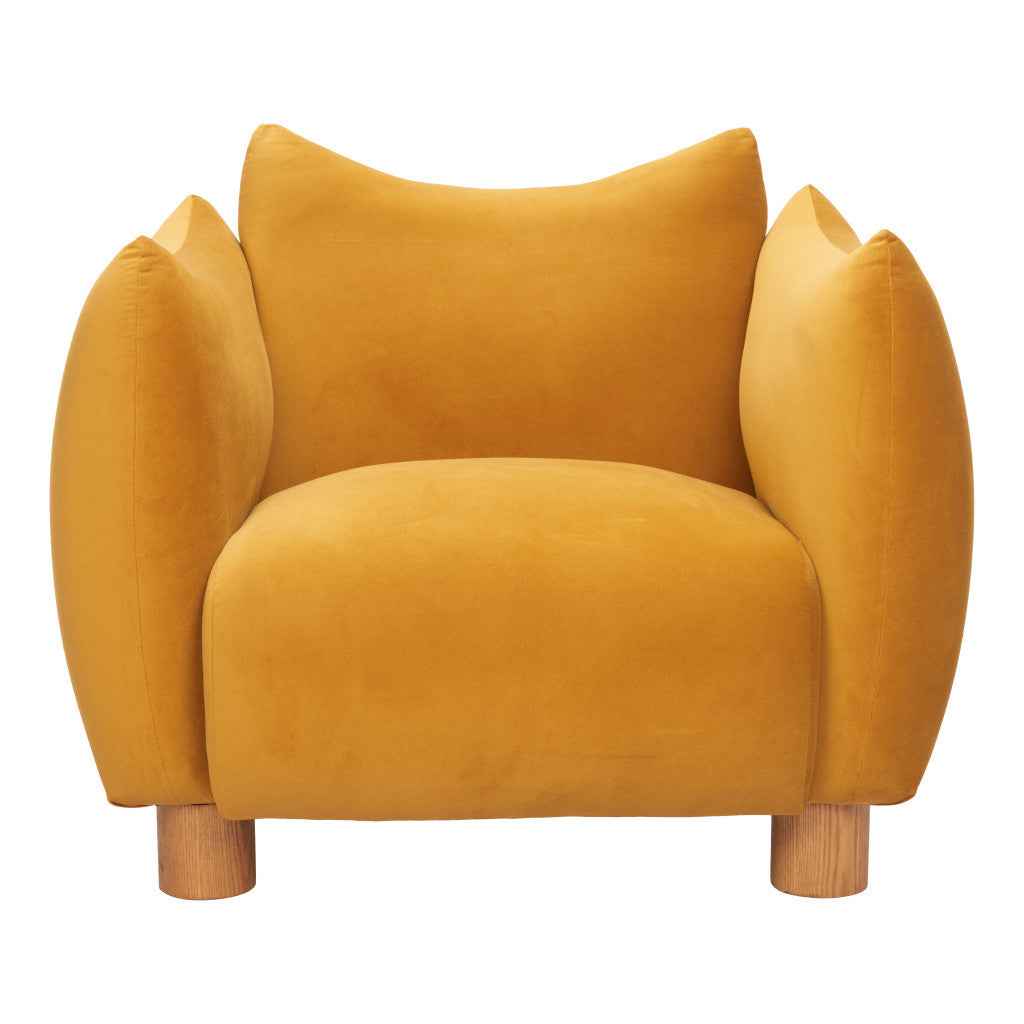 36" Mustard and Yellow Upholstered Arm Chair