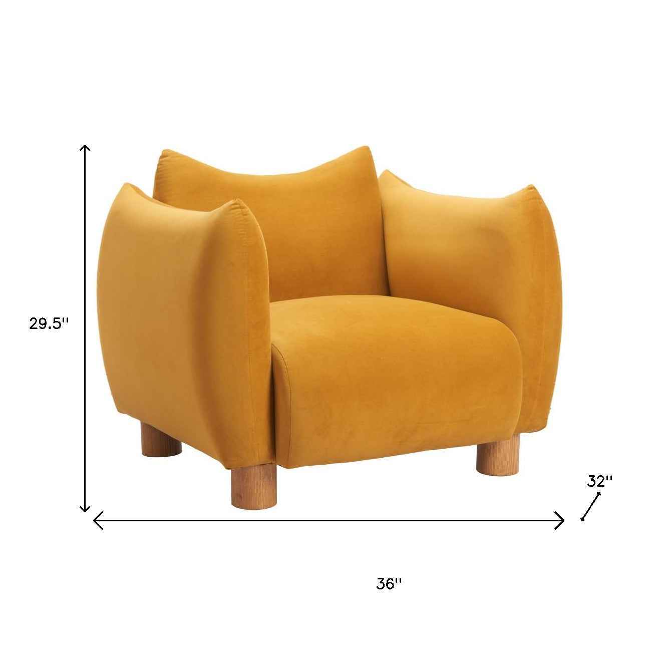 36" Mustard and Yellow Upholstered Arm Chair