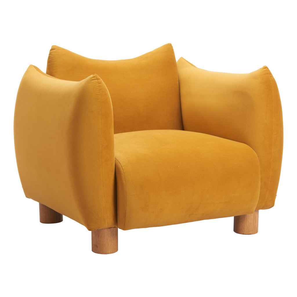 36" Mustard and Yellow Upholstered Arm Chair