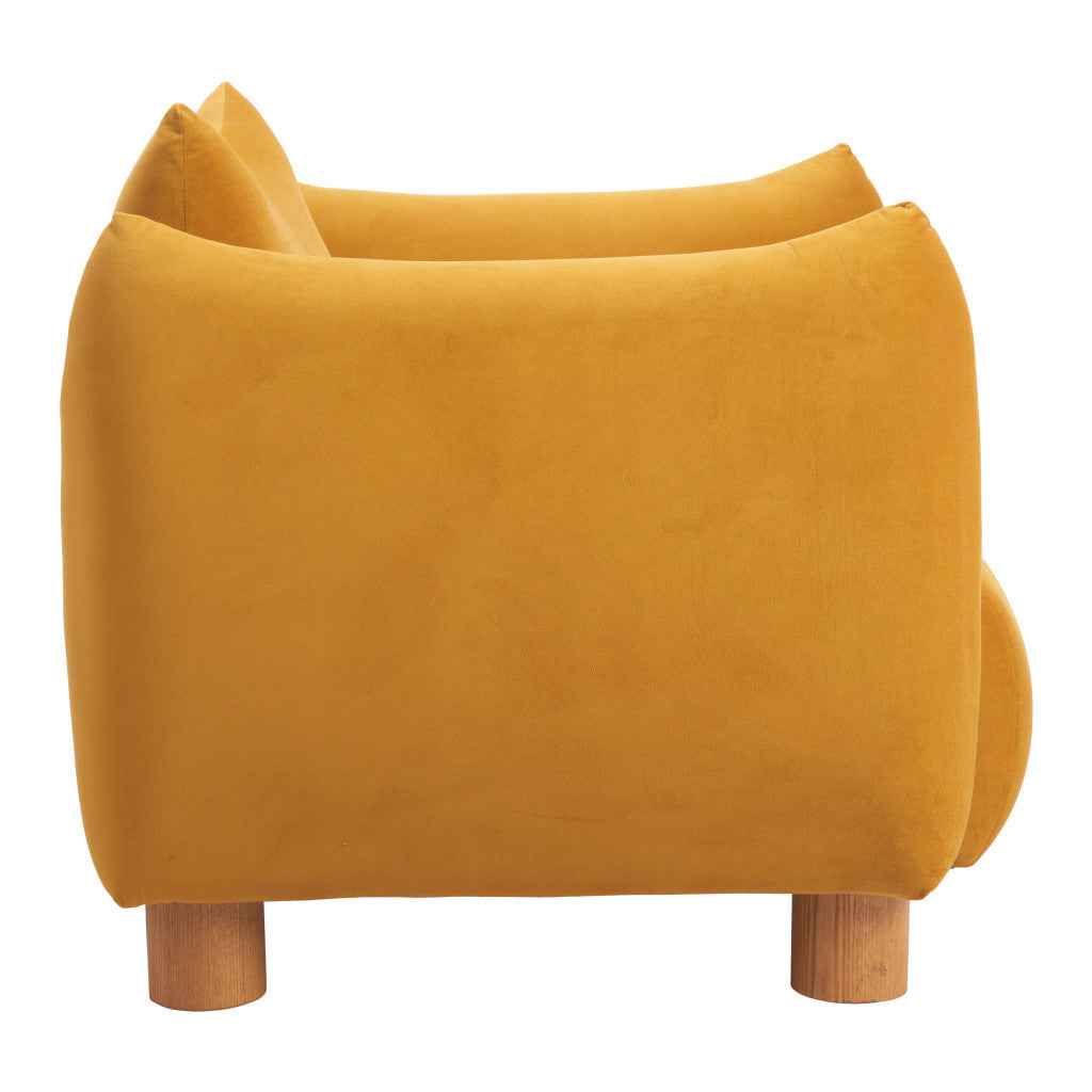 36" Mustard and Yellow Upholstered Arm Chair