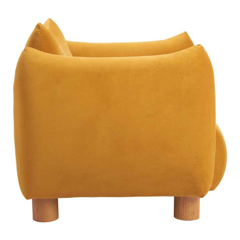36" Mustard and Yellow Upholstered Arm Chair