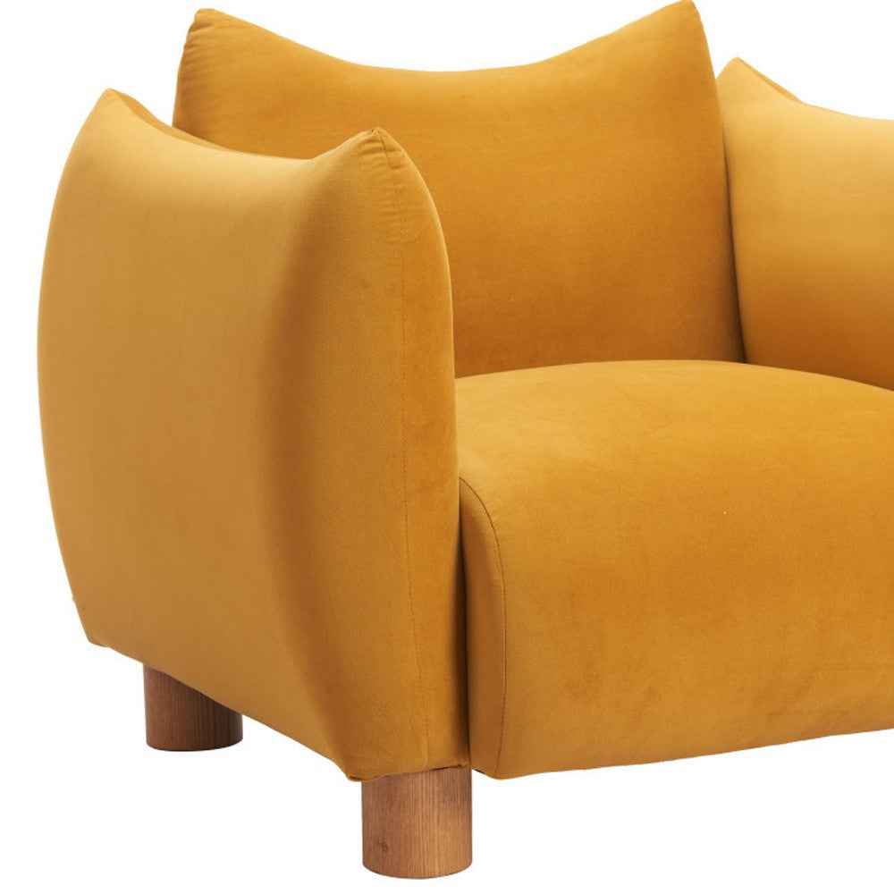 36" Mustard and Yellow Upholstered Arm Chair