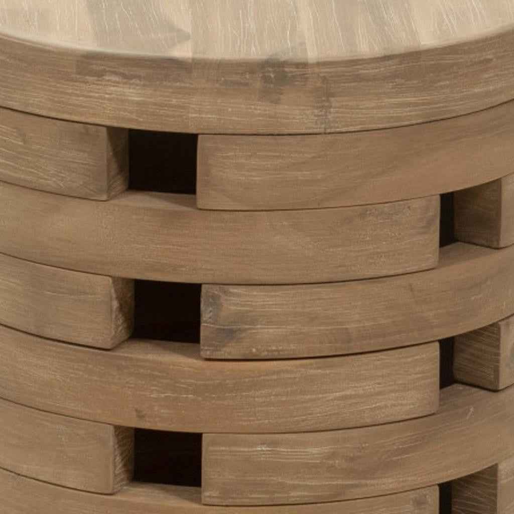 17" Natural Solid Wood Round Pedestal End Table