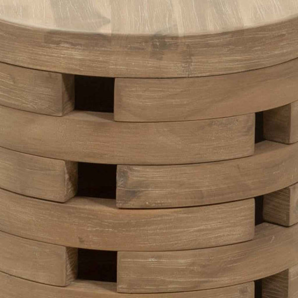 17" Natural Solid Wood Round Pedestal End Table