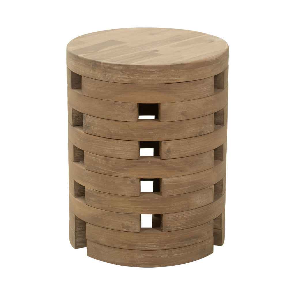 17" Natural Solid Wood Round Pedestal End Table