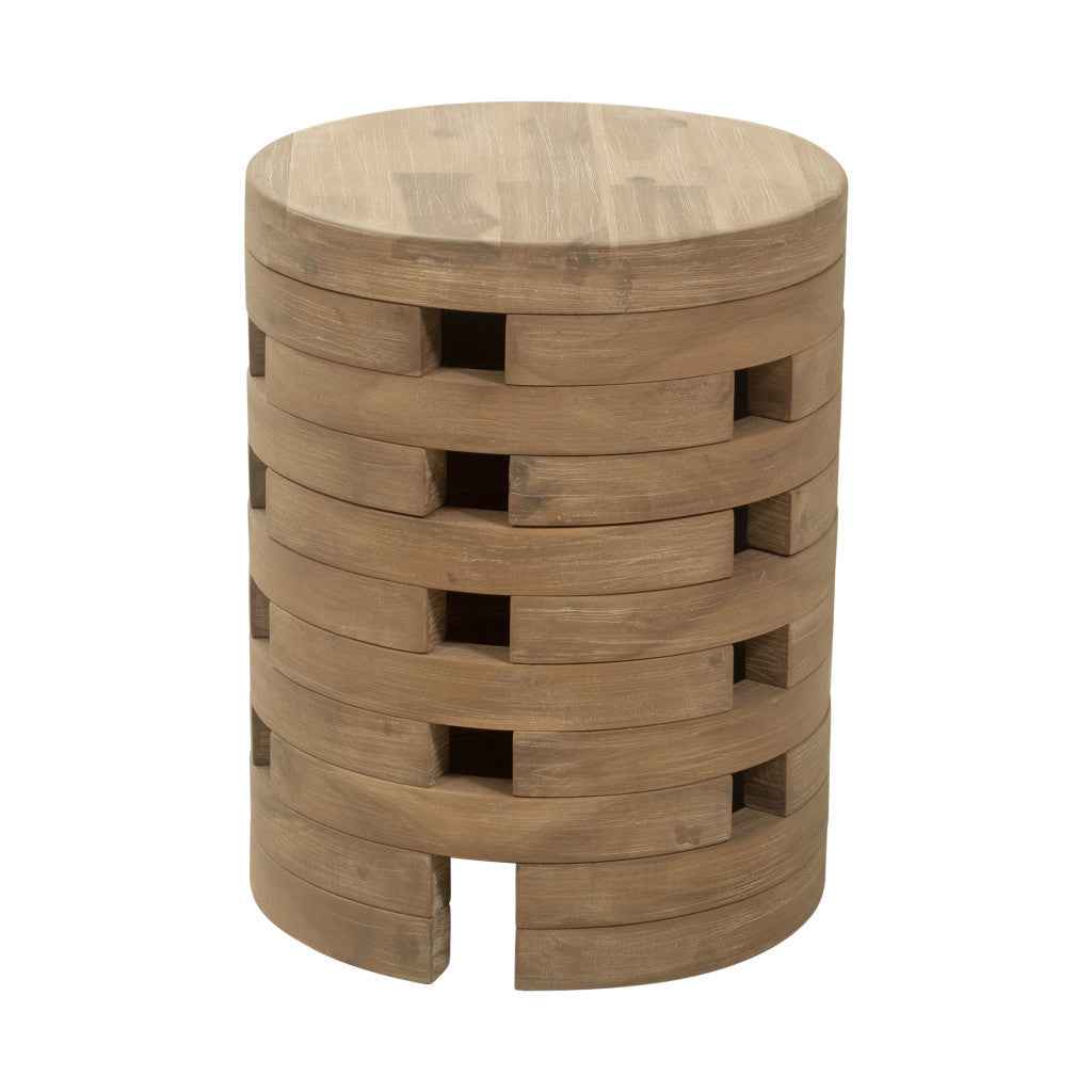 17" Natural Solid Wood Round Pedestal End Table