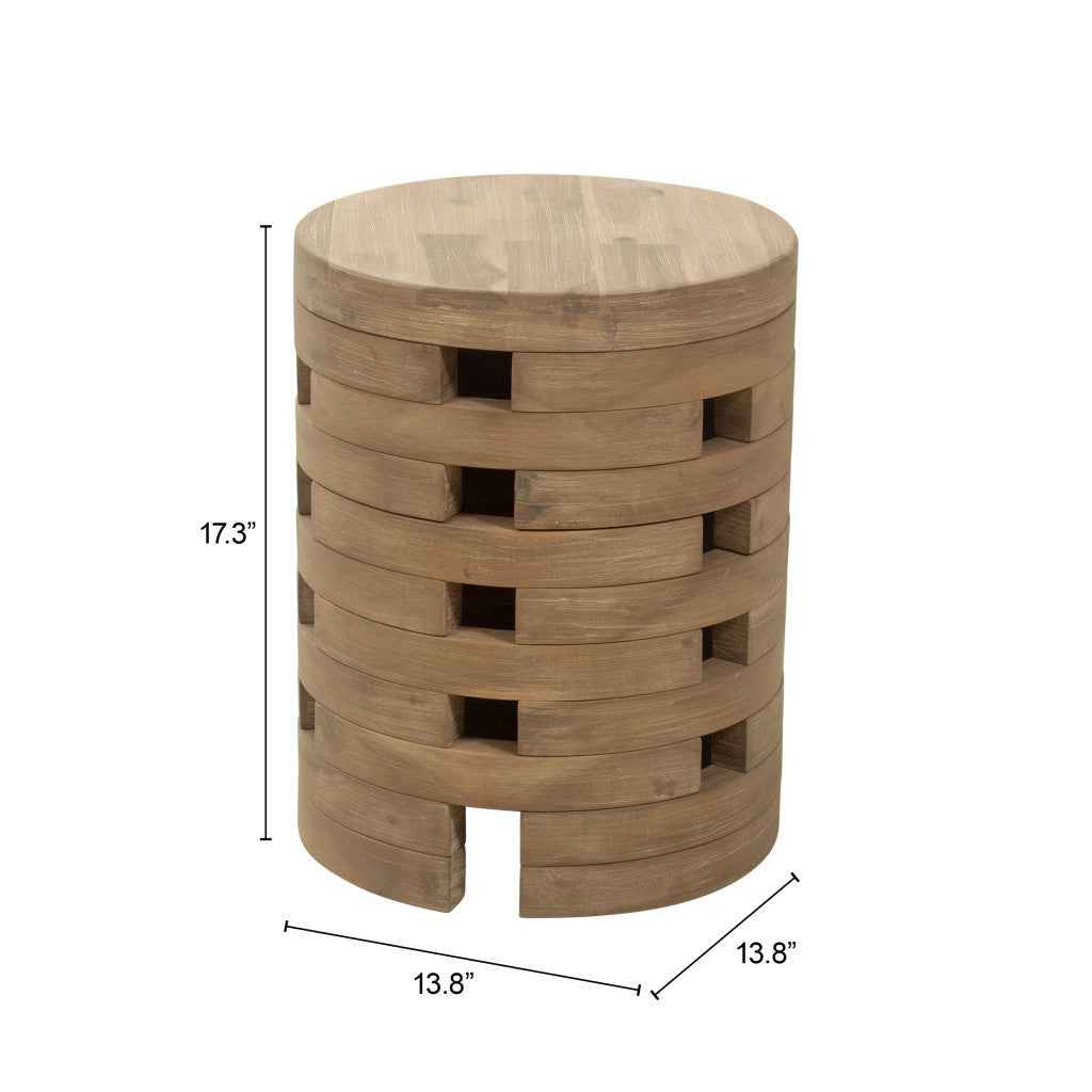 17" Natural Solid Wood Round Pedestal End Table