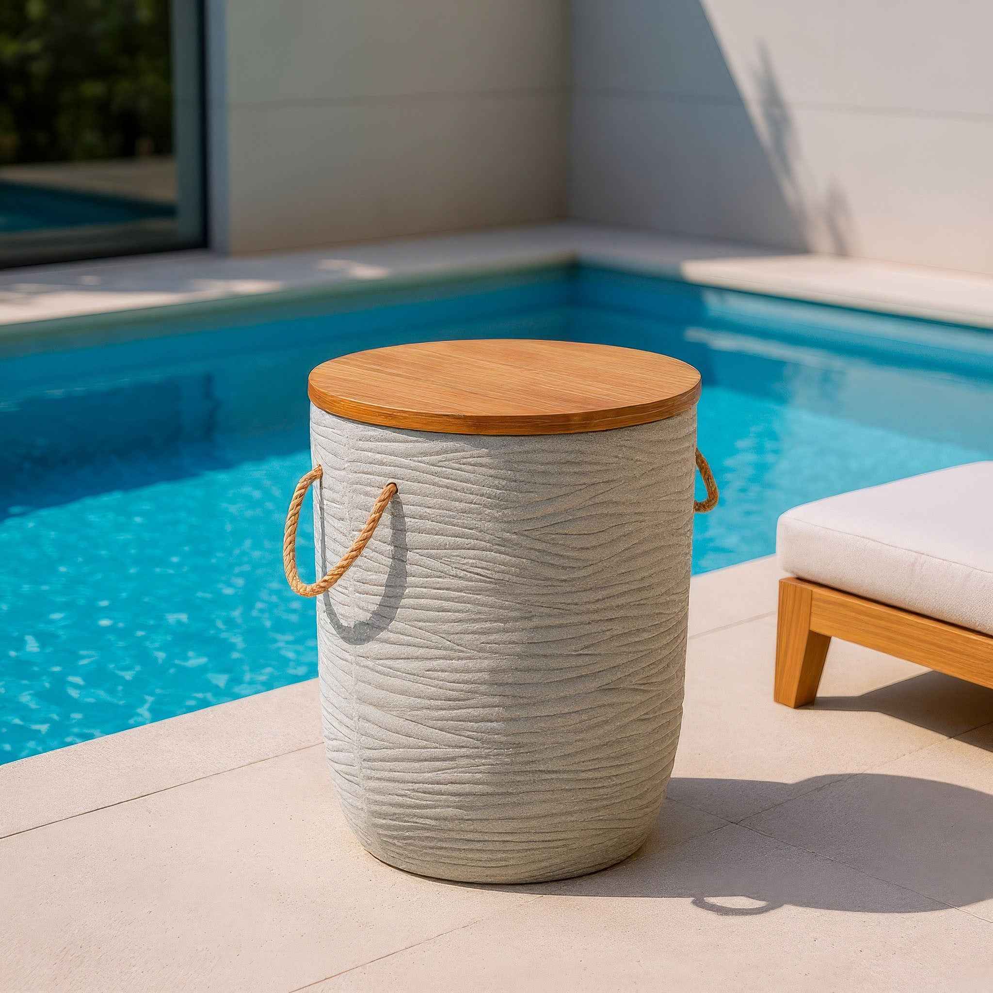 18" Gray Solid Wood Round Pedestal End Table