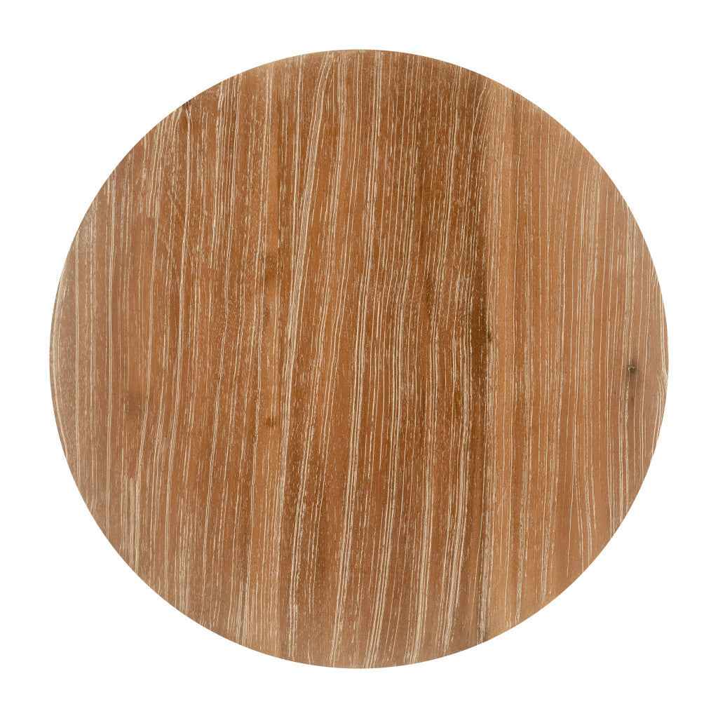 18" Gray Solid Wood Round Pedestal End Table