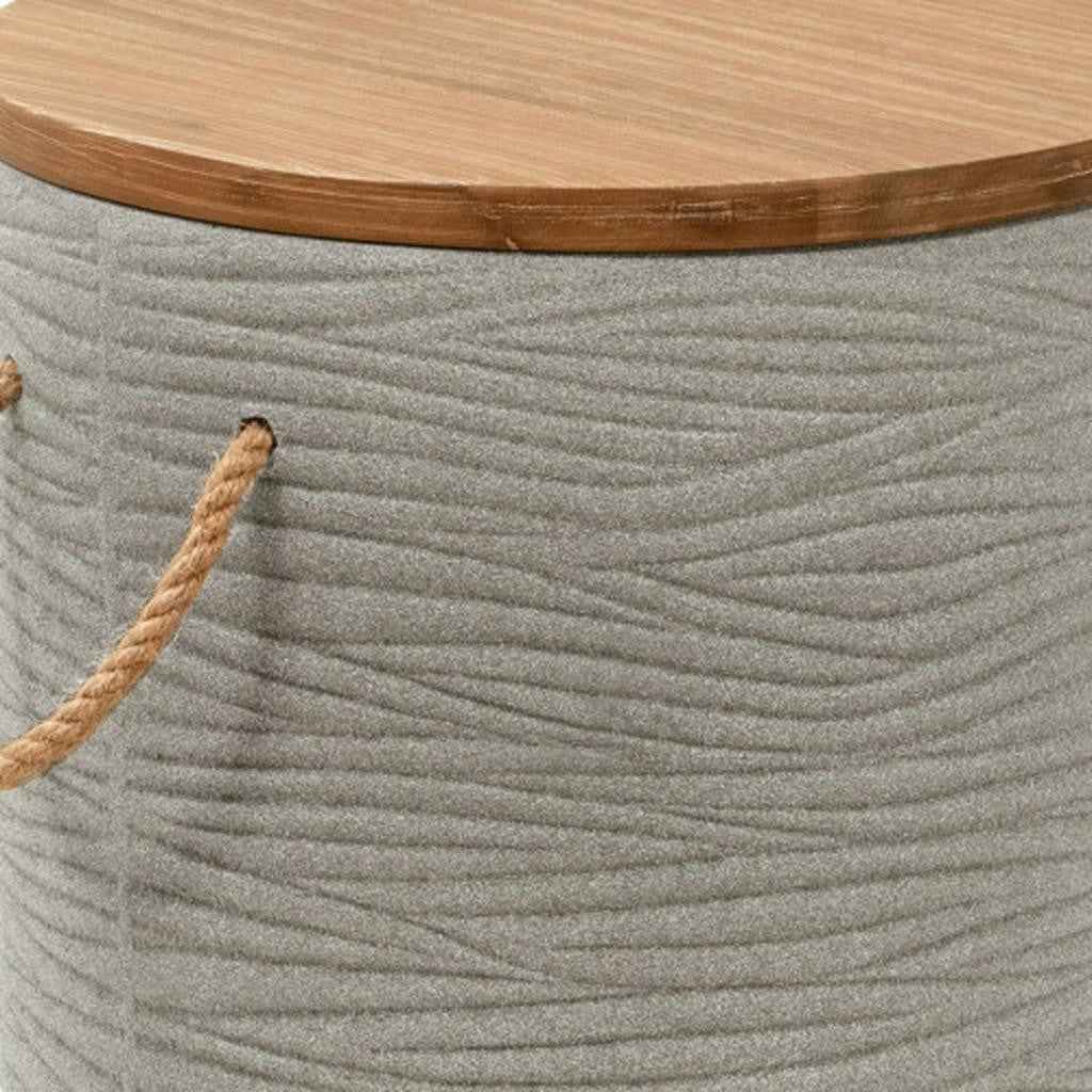 18" Gray Solid Wood Round Pedestal End Table