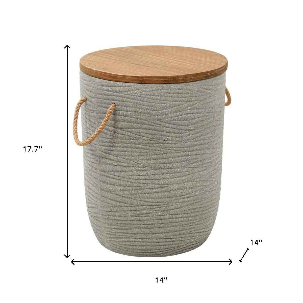 18" Gray Solid Wood Round Pedestal End Table