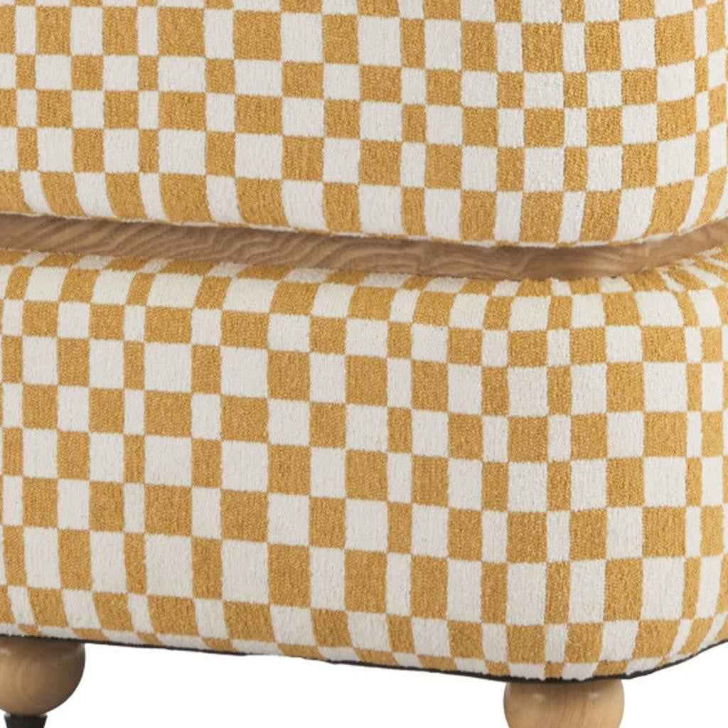 19" Natural and Yellow Fabric Ottoman