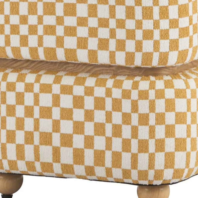 19" Natural and Yellow Fabric Ottoman