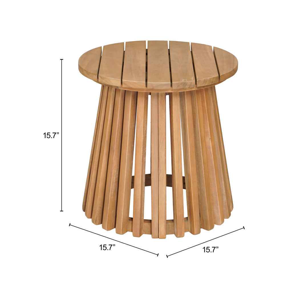 16" Natural Solid Wood Round Pedestal End Table