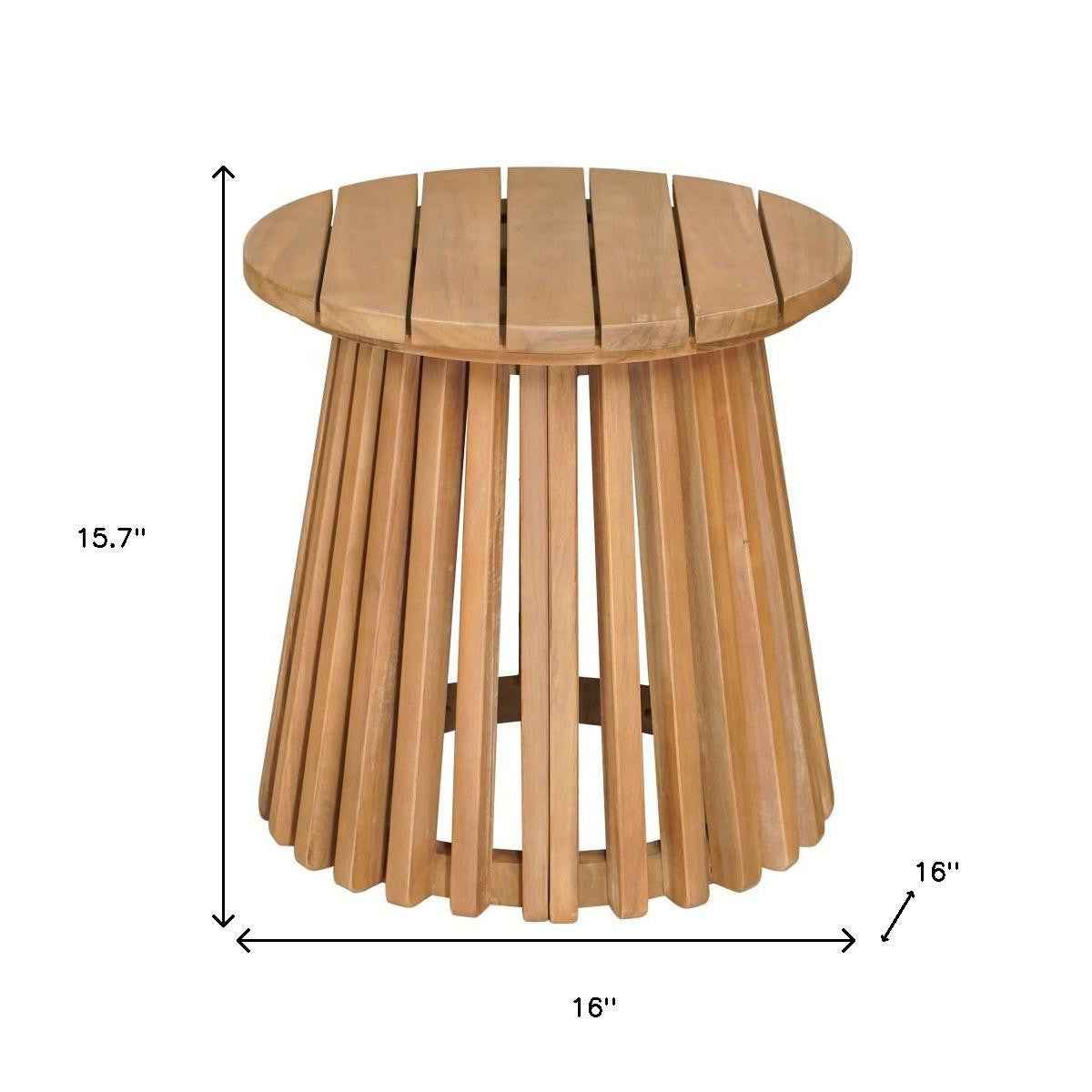 16" Natural Solid Wood Round Pedestal End Table