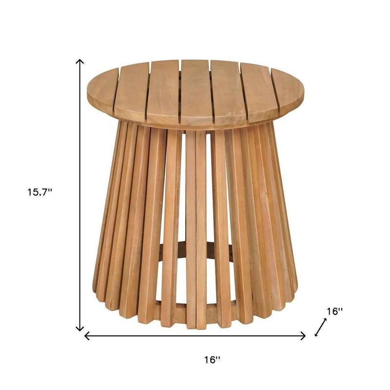 16" Natural Solid Wood Round Pedestal End Table