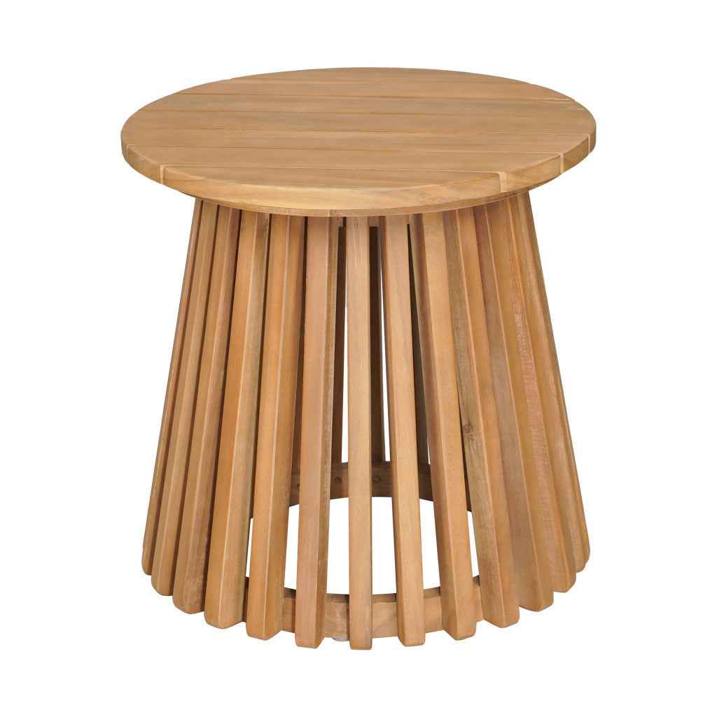 16" Natural Solid Wood Round Pedestal End Table