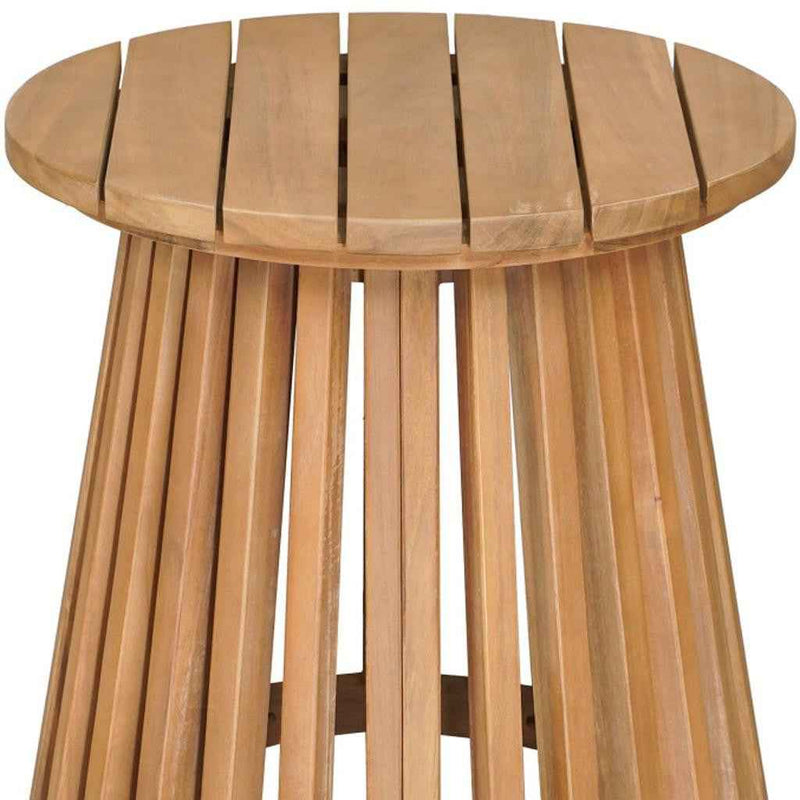 16" Natural Solid Wood Round Pedestal End Table
