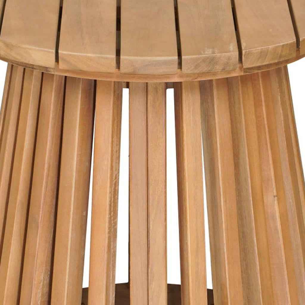 16" Natural Solid Wood Round Pedestal End Table