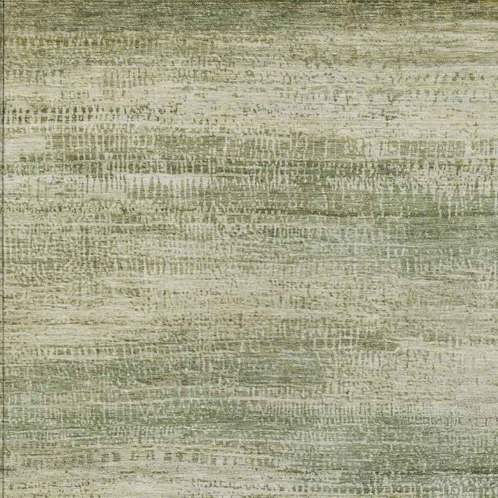 3' X 5' Artichoke Green And Beige Abstract Washable Indoor Outdoor Area Rug