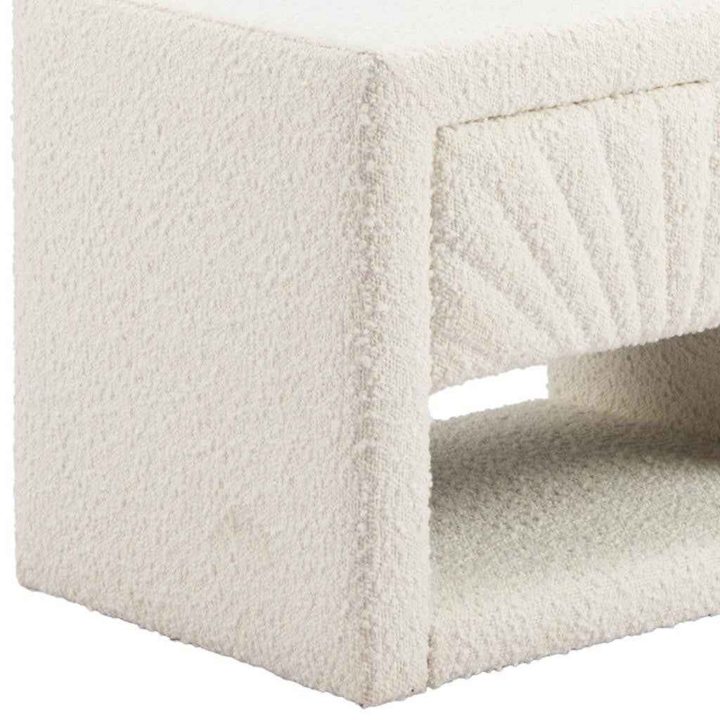 16" Ivory Wood Woven Texture One Drawer Nightstand
