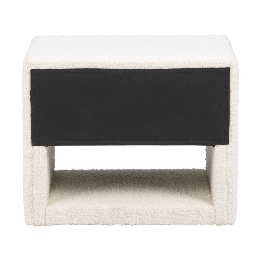 16" Ivory Wood Woven Texture One Drawer Nightstand