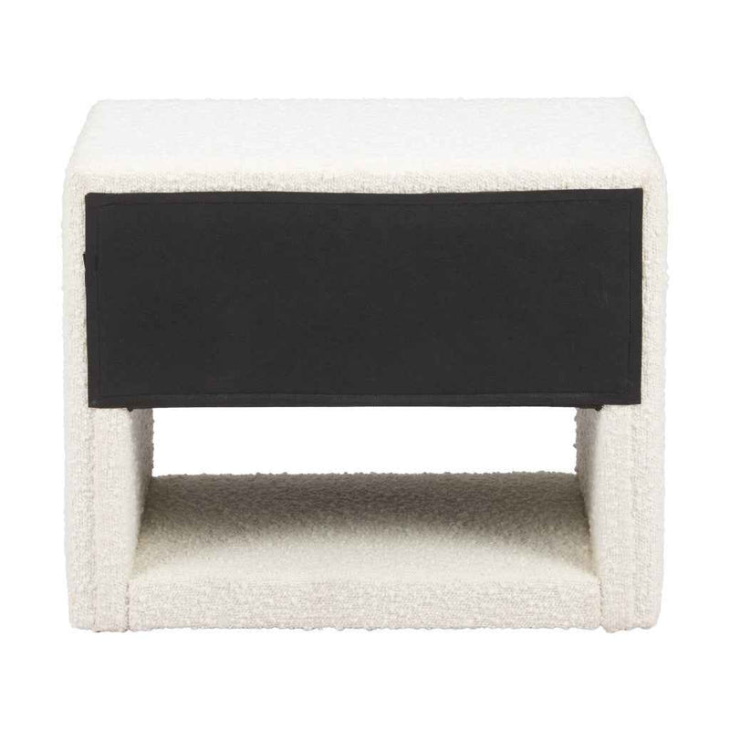 16" Ivory Wood Woven Texture One Drawer Nightstand