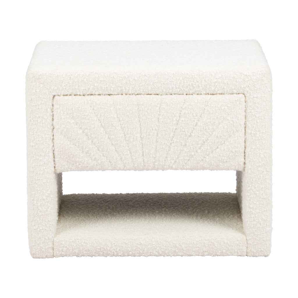 16" Ivory Wood Woven Texture One Drawer Nightstand
