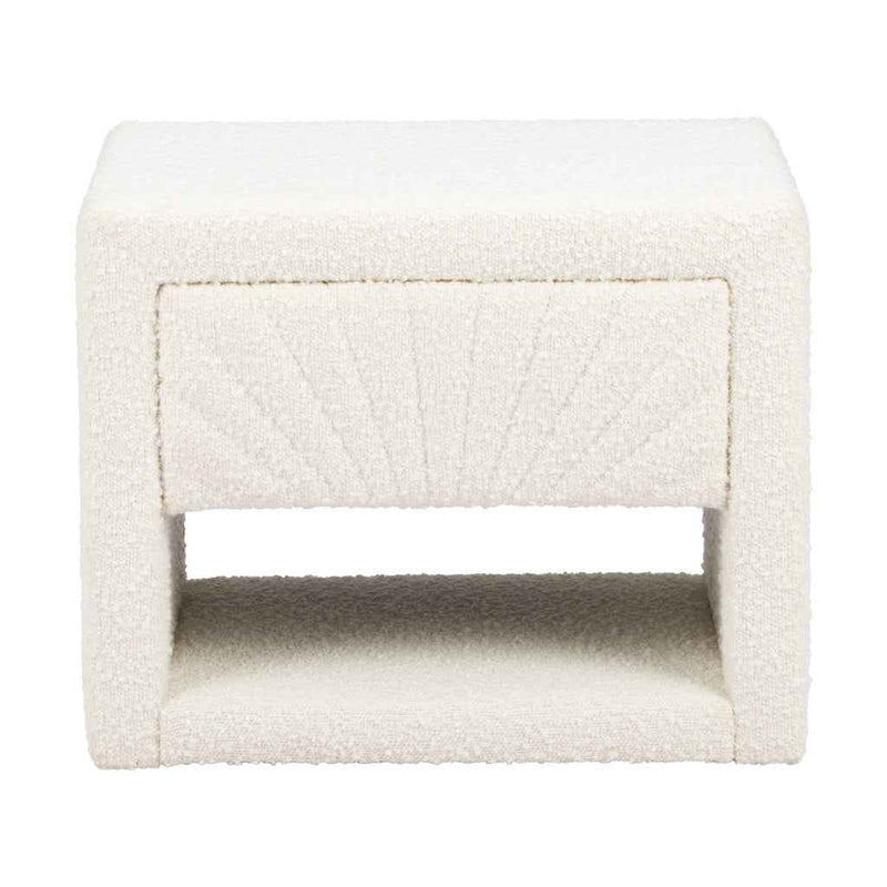 16" Ivory Wood Woven Texture One Drawer Nightstand