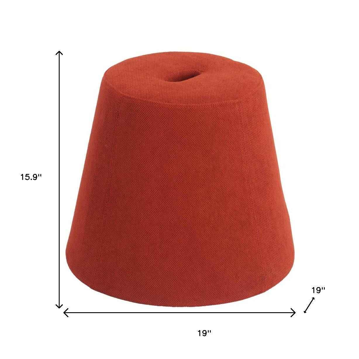 19" Red Fabric Round Ottoman