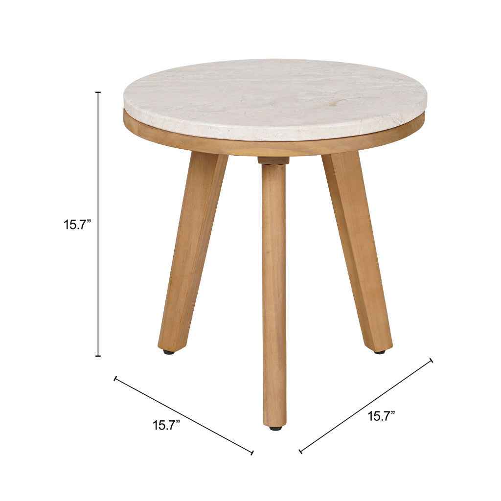 16" Natural Solid Wood Round Pedestal End Table