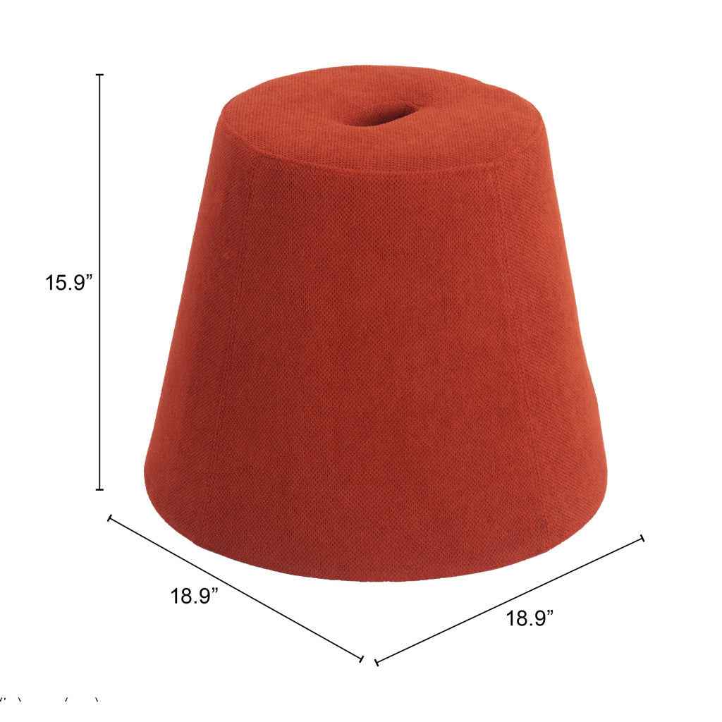 19" Red Fabric Round Ottoman