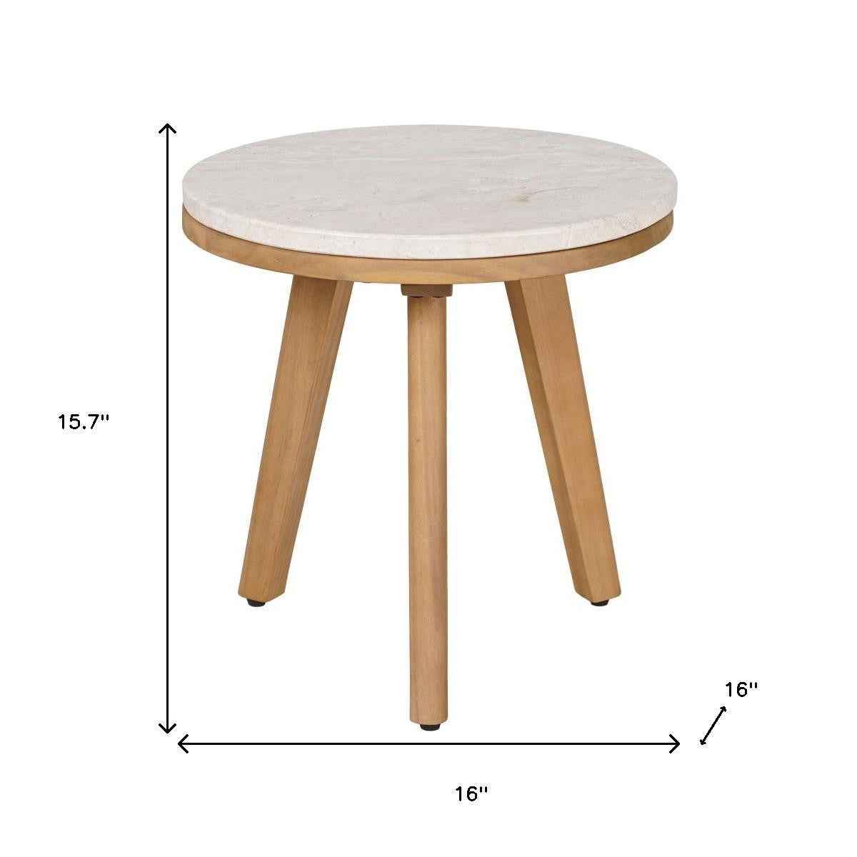 16" Natural Solid Wood Round Pedestal End Table