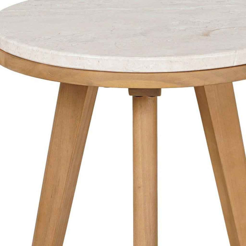 16" Natural Solid Wood Round Pedestal End Table