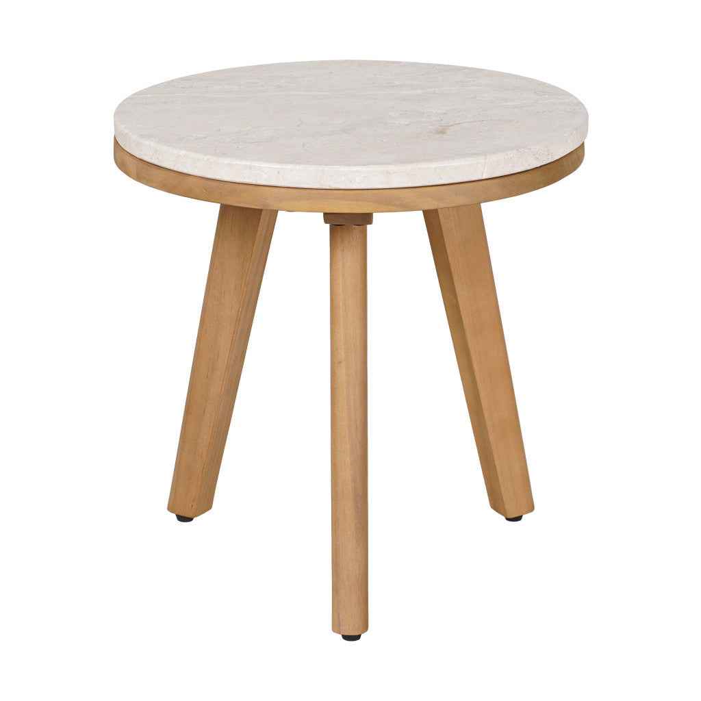 16" Natural Solid Wood Round Pedestal End Table