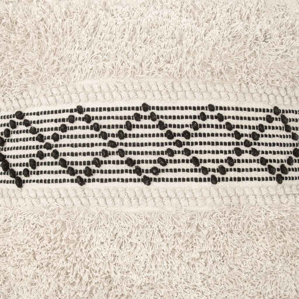 24" Black Cotton Round Ottoman