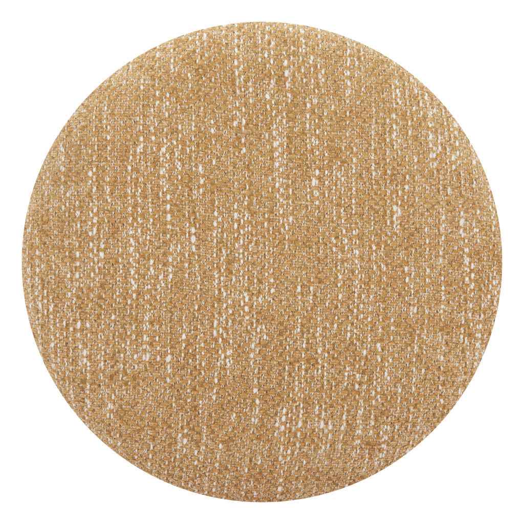 21" Yellow and Natural Fabric Round Ottoman With Storage