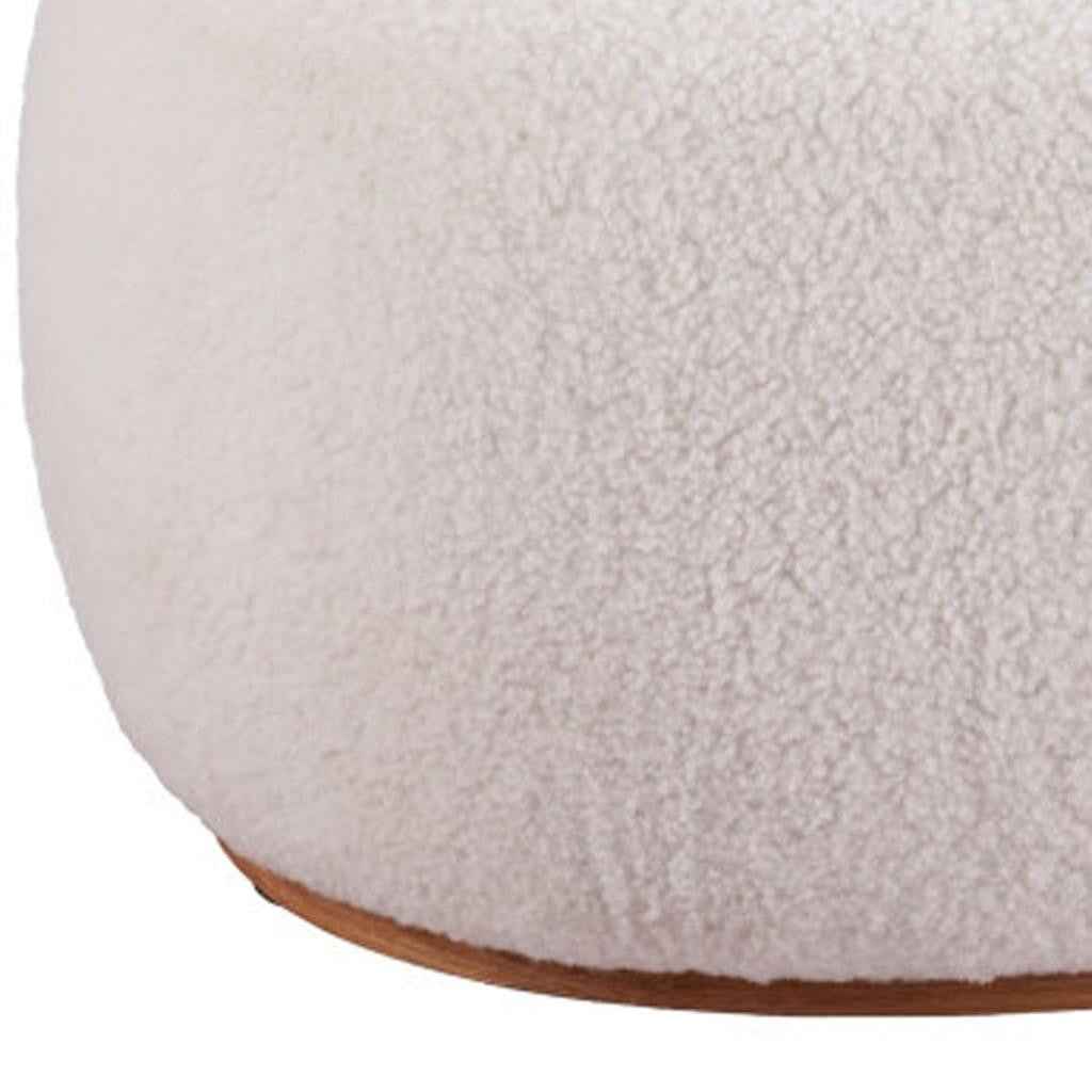 41" Cream and Gold Fabric Round Ottoman