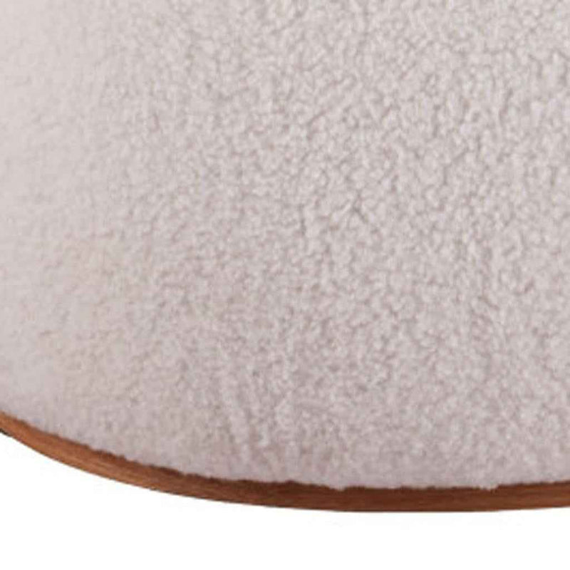 41" Cream and Gold Fabric Round Ottoman