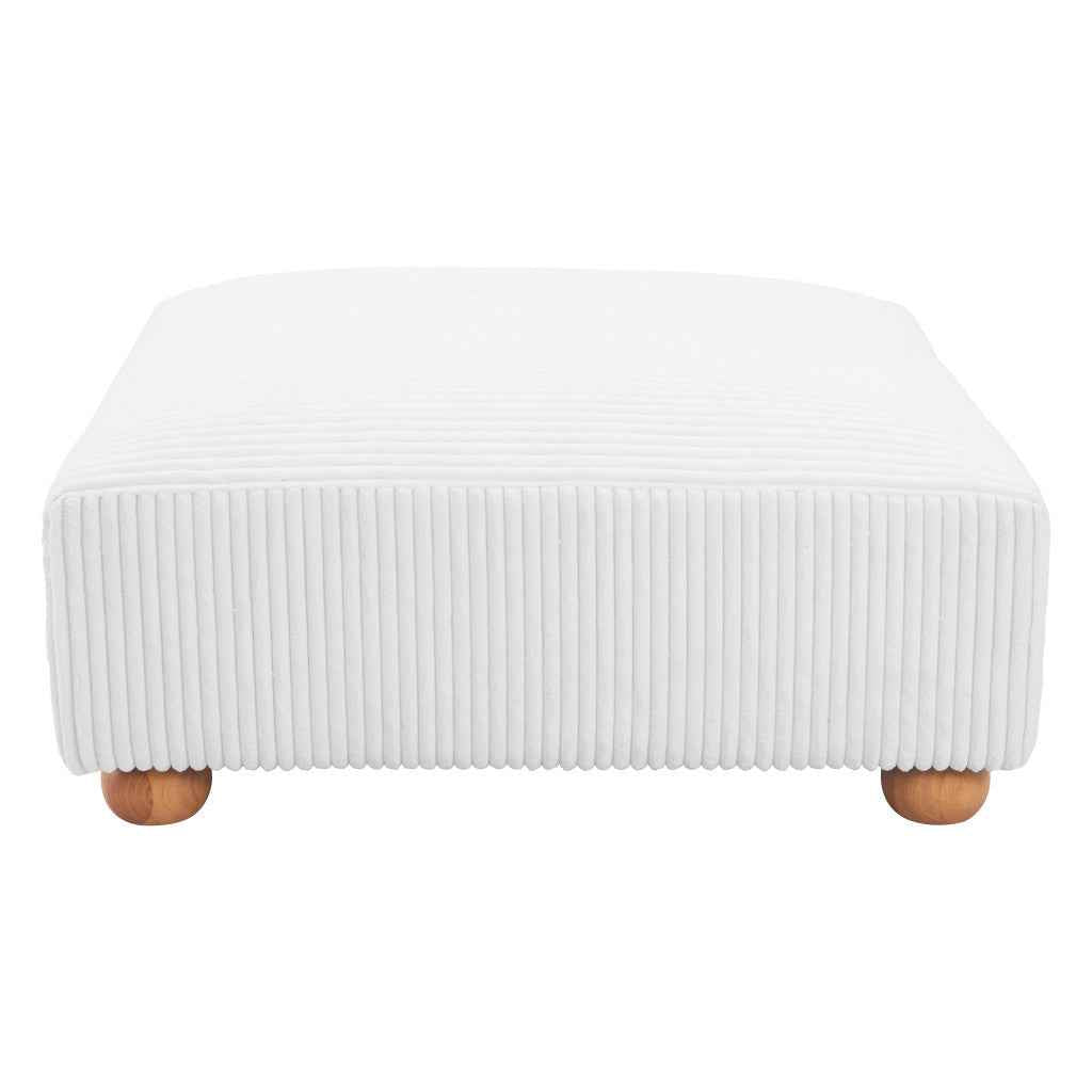 42" White and Natural Corduroy And Fabric Ottoman
