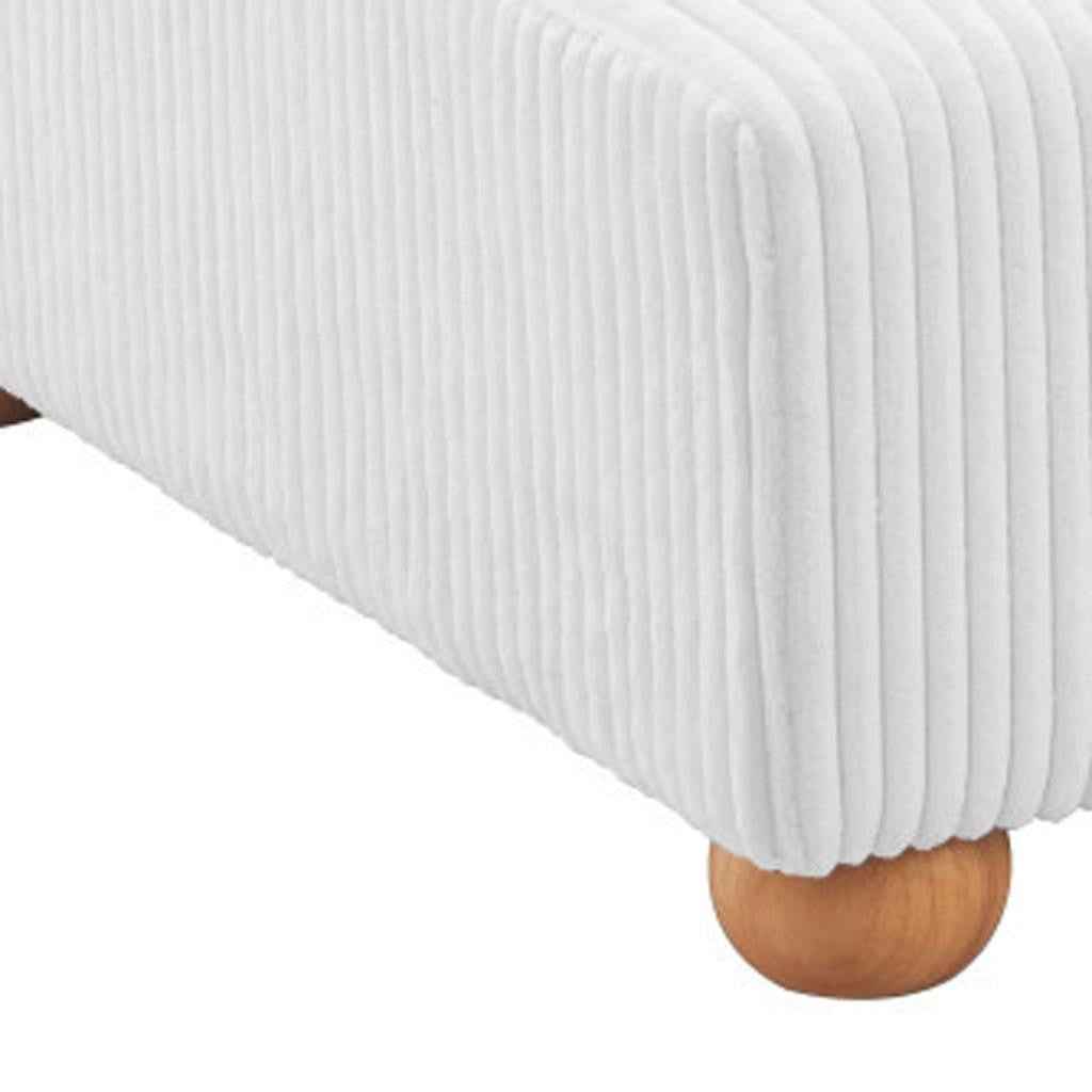 42" White and Natural Corduroy And Fabric Ottoman