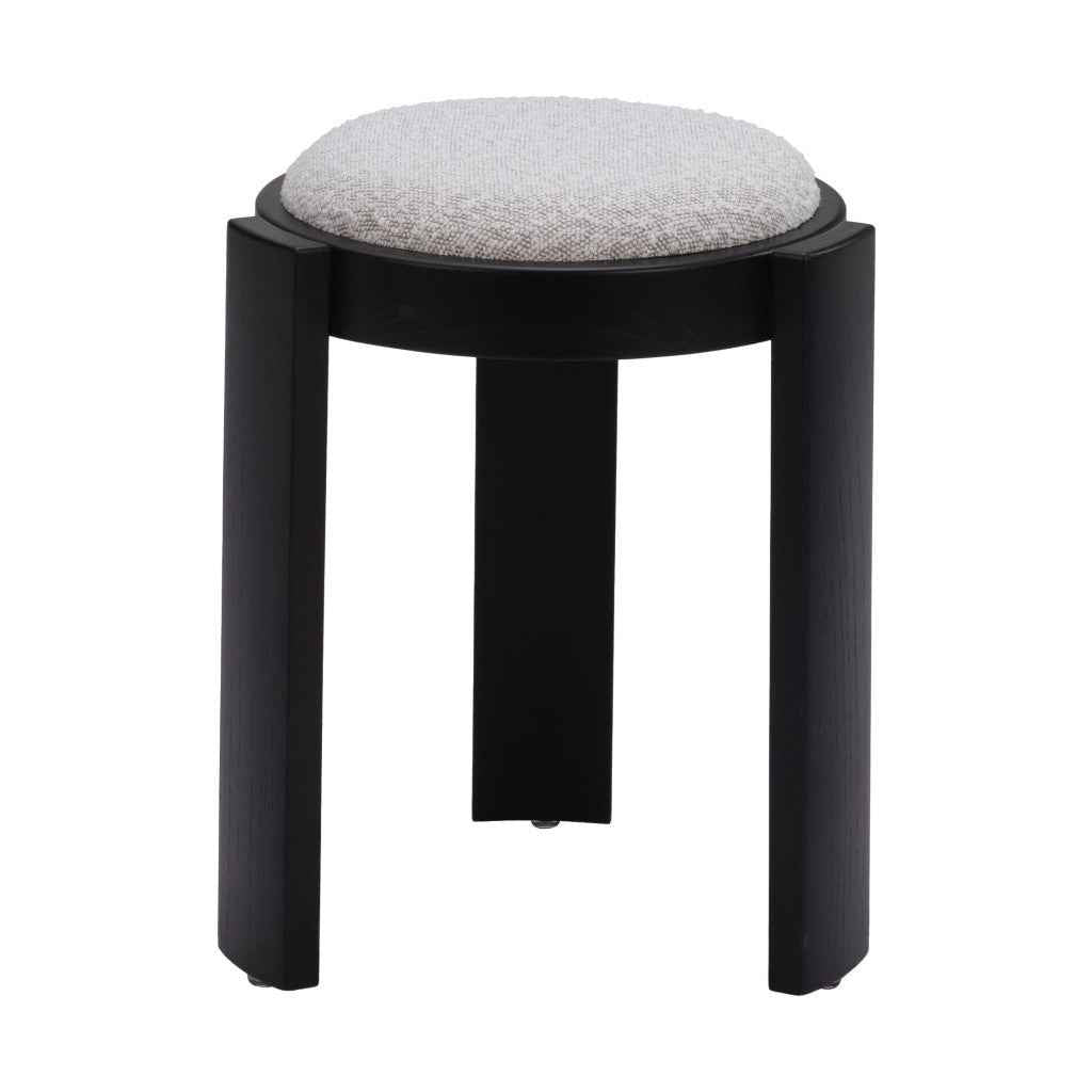 15" Gray and Black Fabric Round Ottoman