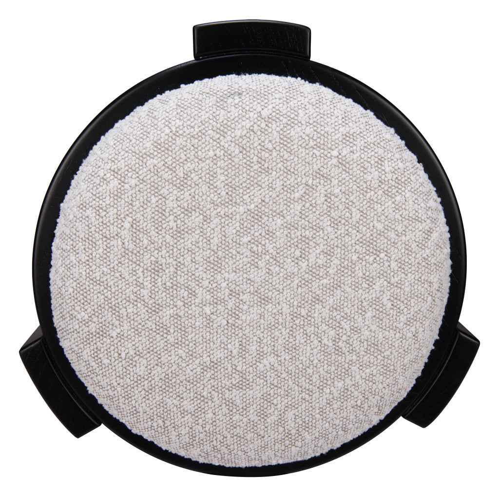 15" Gray and Black Fabric Round Ottoman