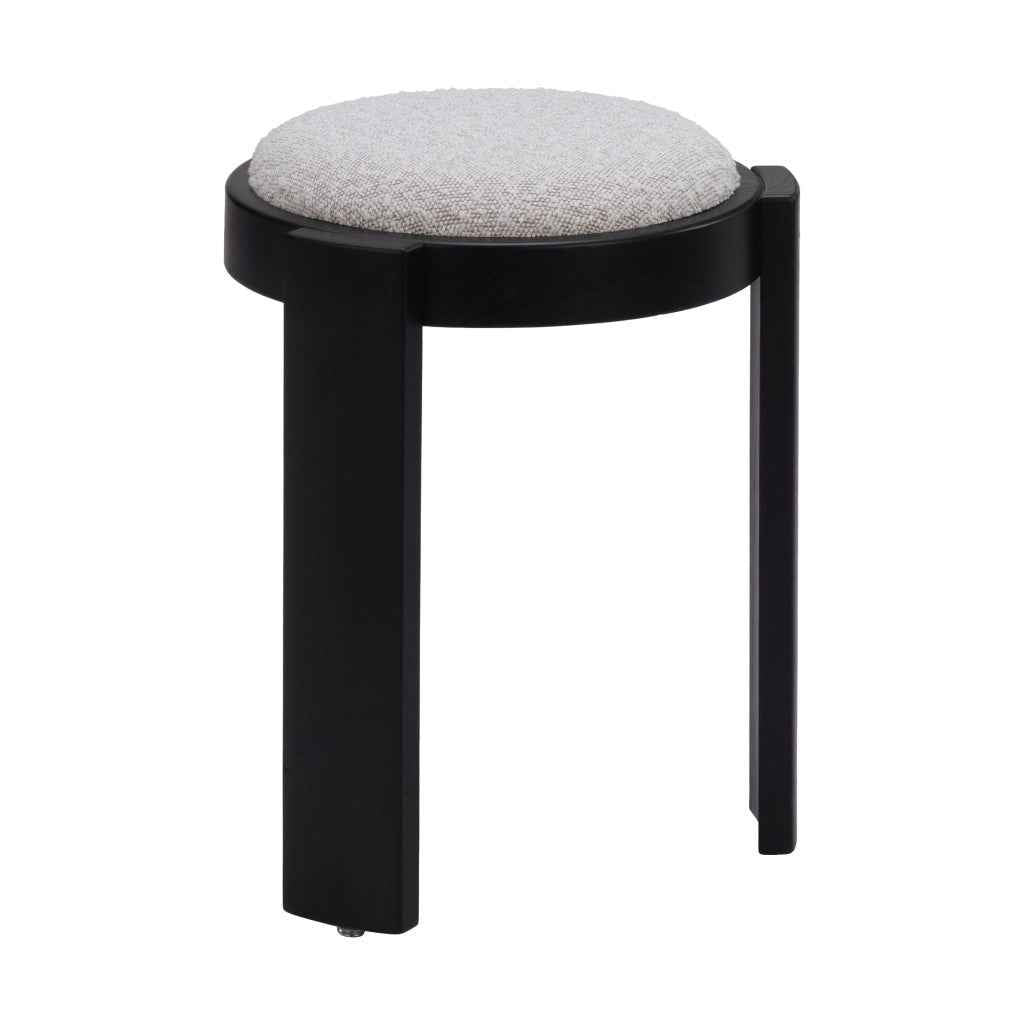 15" Gray and Black Fabric Round Ottoman